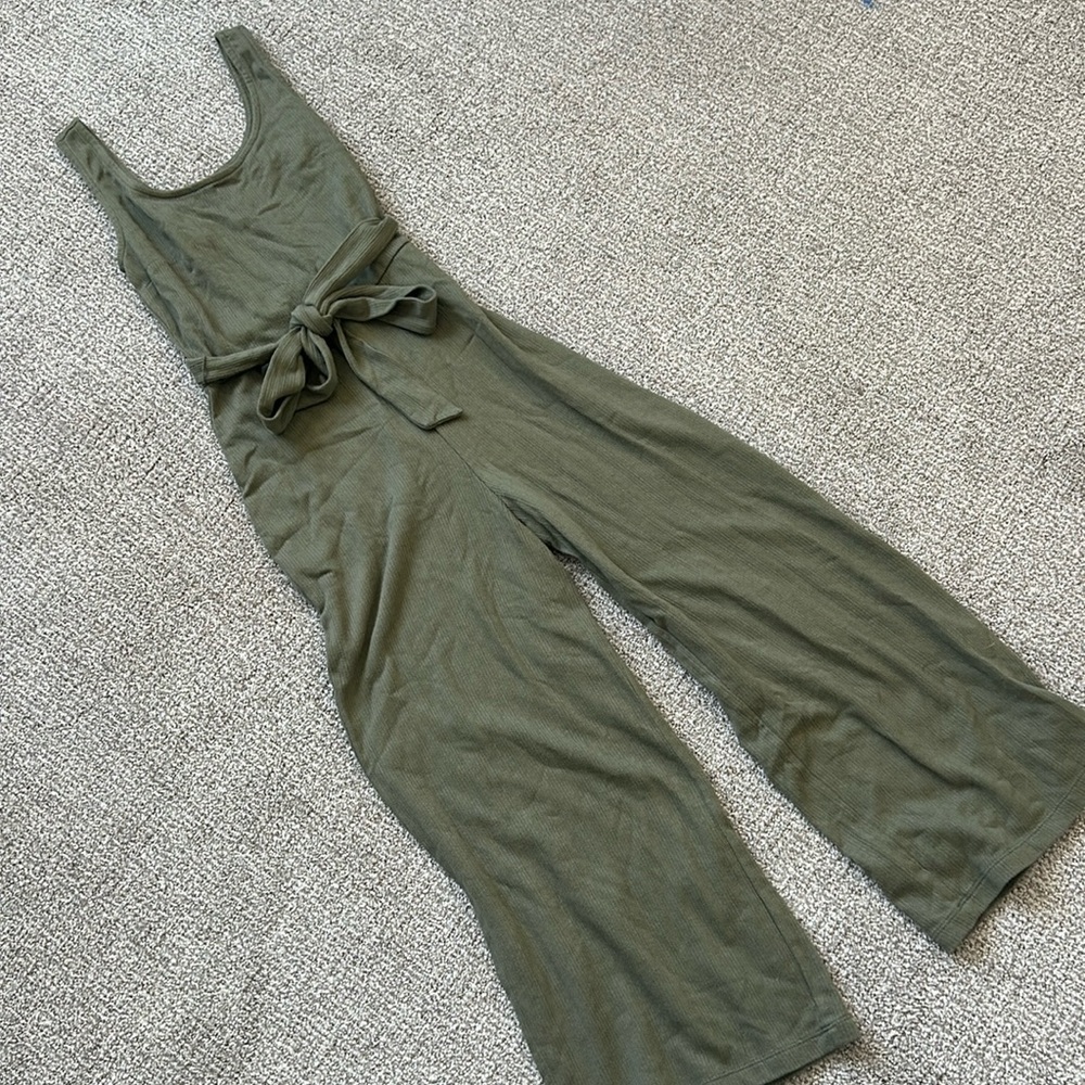GAP Green Jumpsuit with Tie Waist - Cotton and Polyester